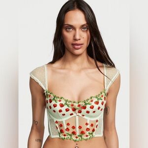 Victoria's Secret Green and Red Embroidered Top